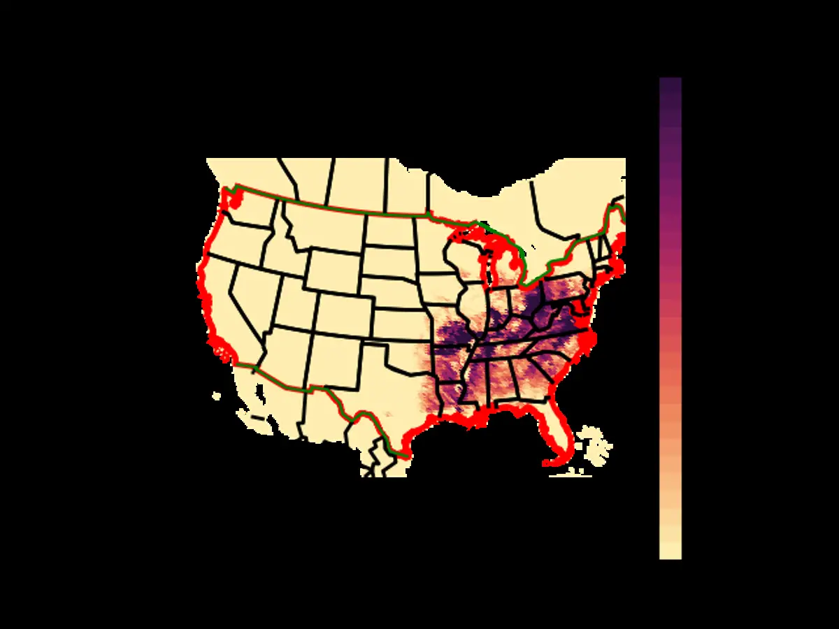 US Range Map for the Acadian Flycatcher in the SPRING